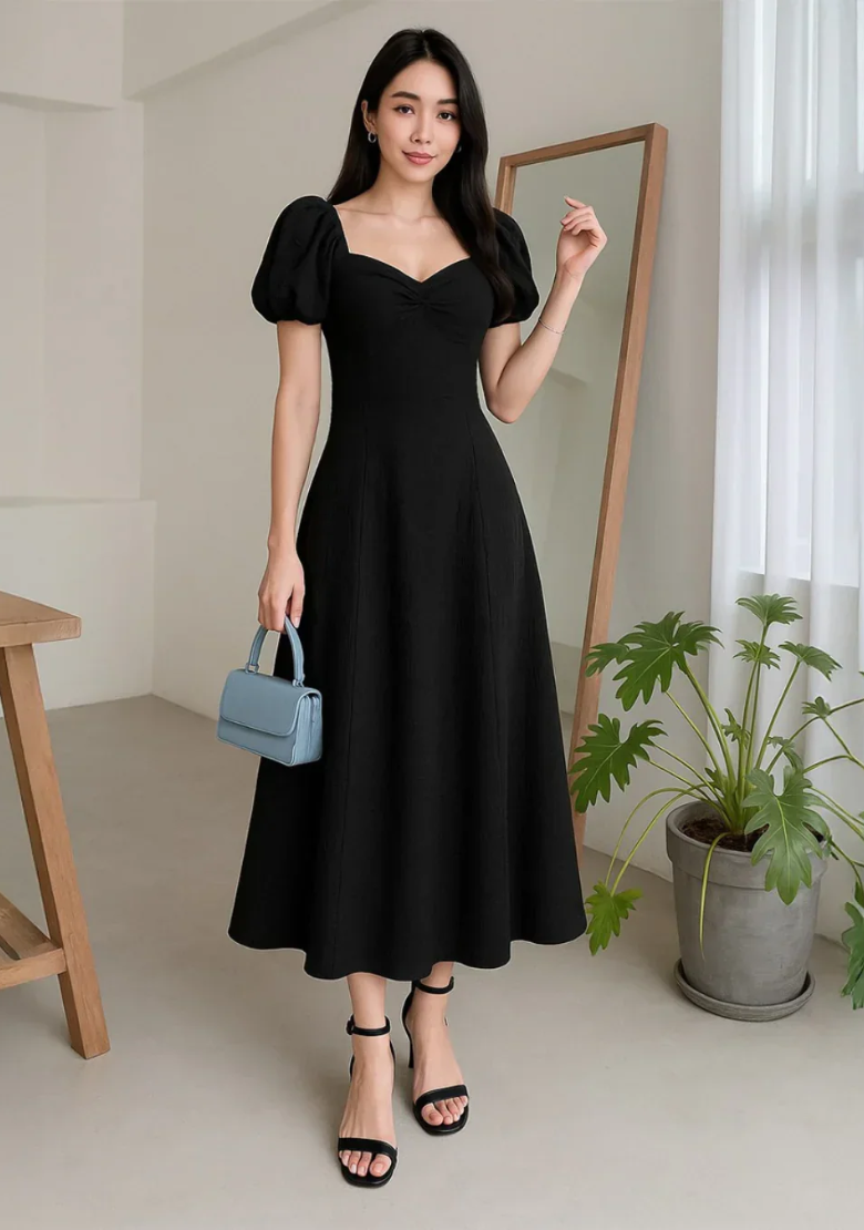 Summer Puff Sleeve Cinch dress Main image