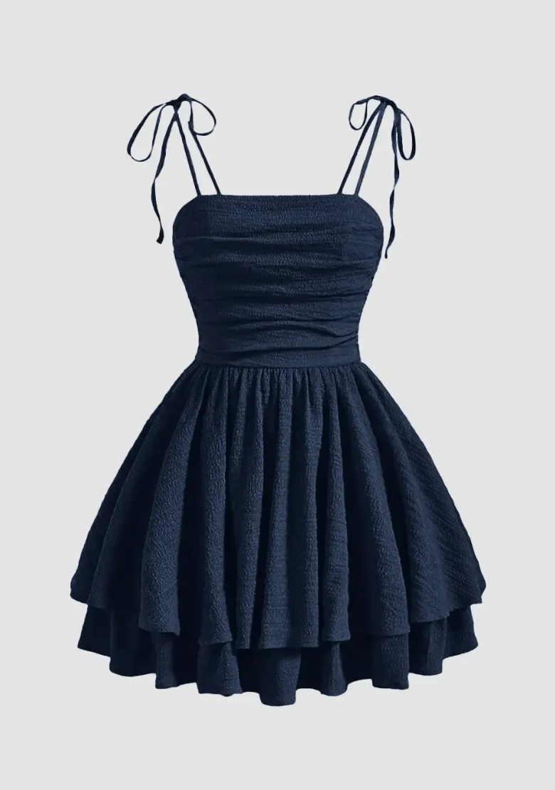 Bubble Ruched Double Layered Hem Swing Secondary image