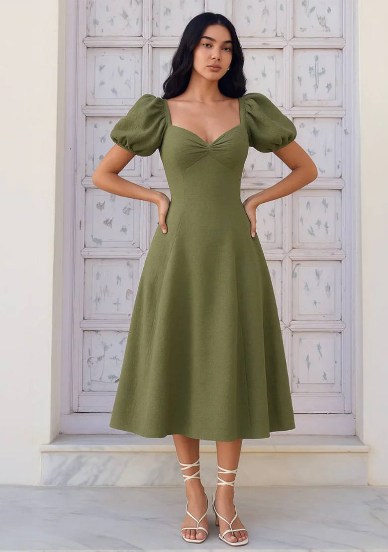 Summer Puff Sleeve Cinch dress