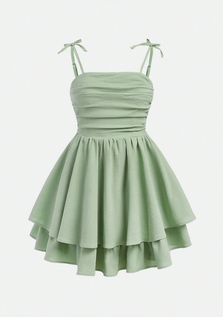 Bubble Ruched Double Layered Hem Swing