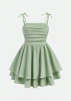 Bubble Ruched Double Layered Hem Swing