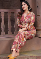 Multi Color Chanderi Printed Readymade Casual Co-Ord Set