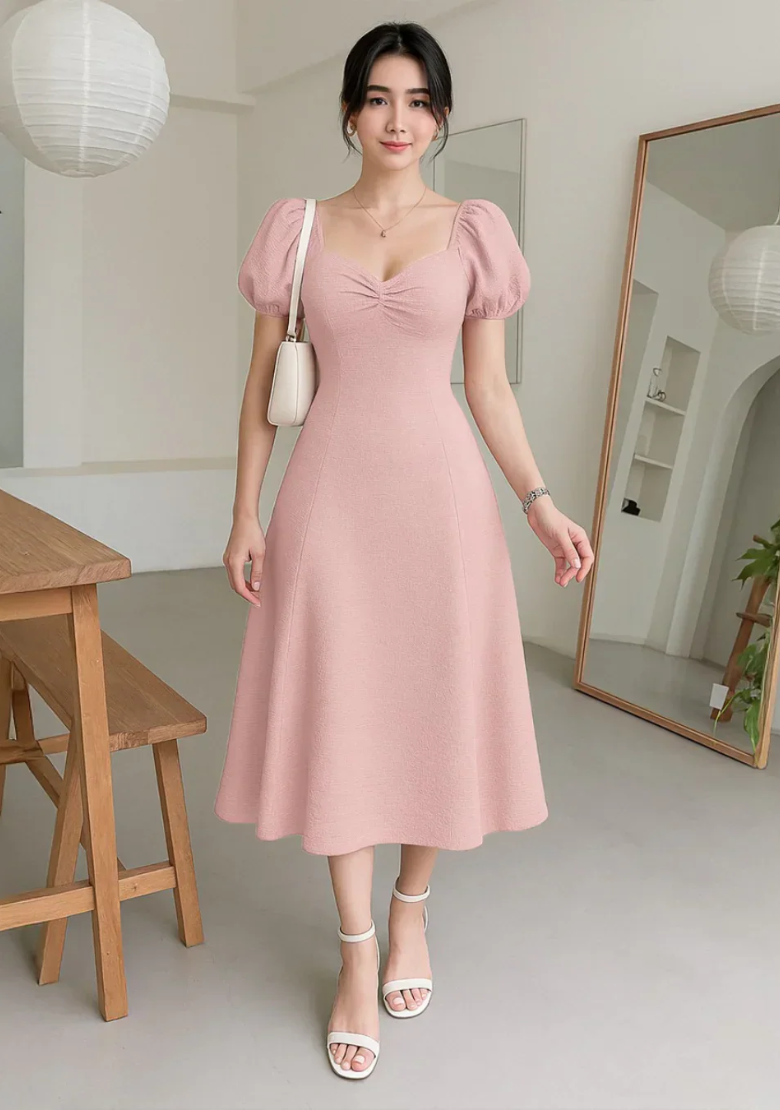 Summer Puff Sleeve Cinch dress