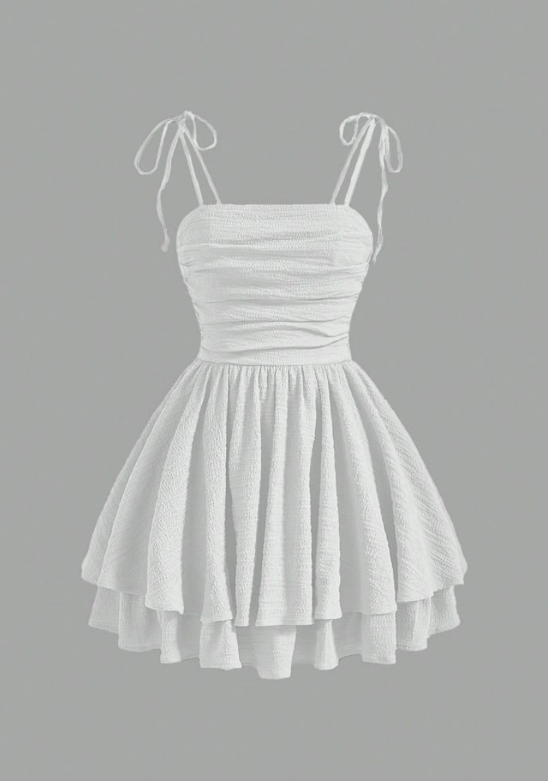 Bubble Ruched Double Layered Hem Swing